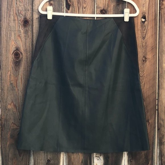 Catherine Malandrino Brown Faux Leather and Suede Skirt 12 - Picture 2 of 9